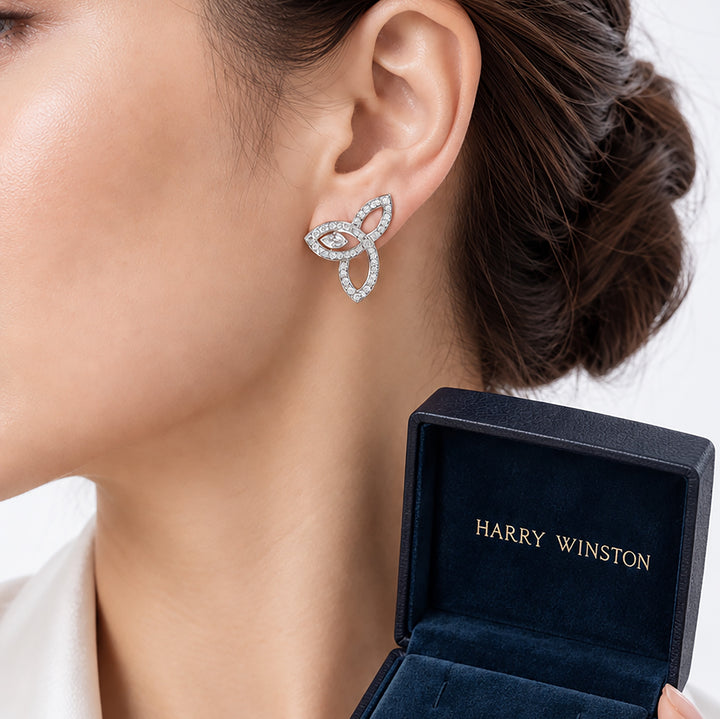 HARRY WINSTON リリークラスター ピアス 0.63CT